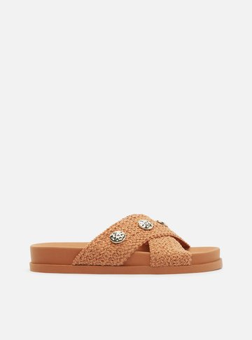 Arezzo — Chinelo de Dedo Nude Tressê Metais Brizza