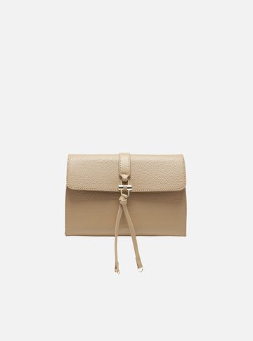Bolsa Tiracolo Bege Pequena Detalhe Tiras Metal