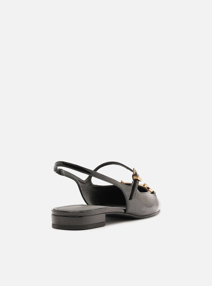 Sapatilha Boneca Preta Verniz Slingback Bridão