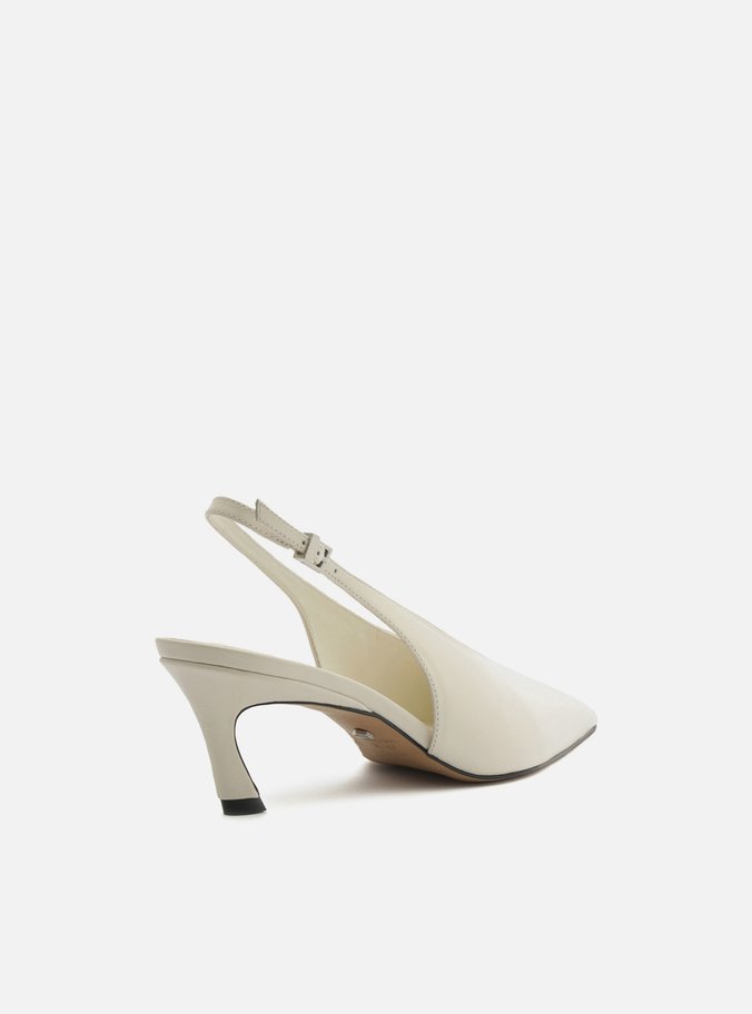 Scarpin Branco Couro Salto Kitten Bico Fino