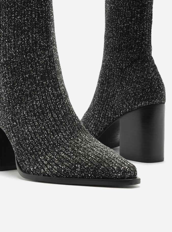 Skinny Boot Mescla Knit Cano Médio Bloco