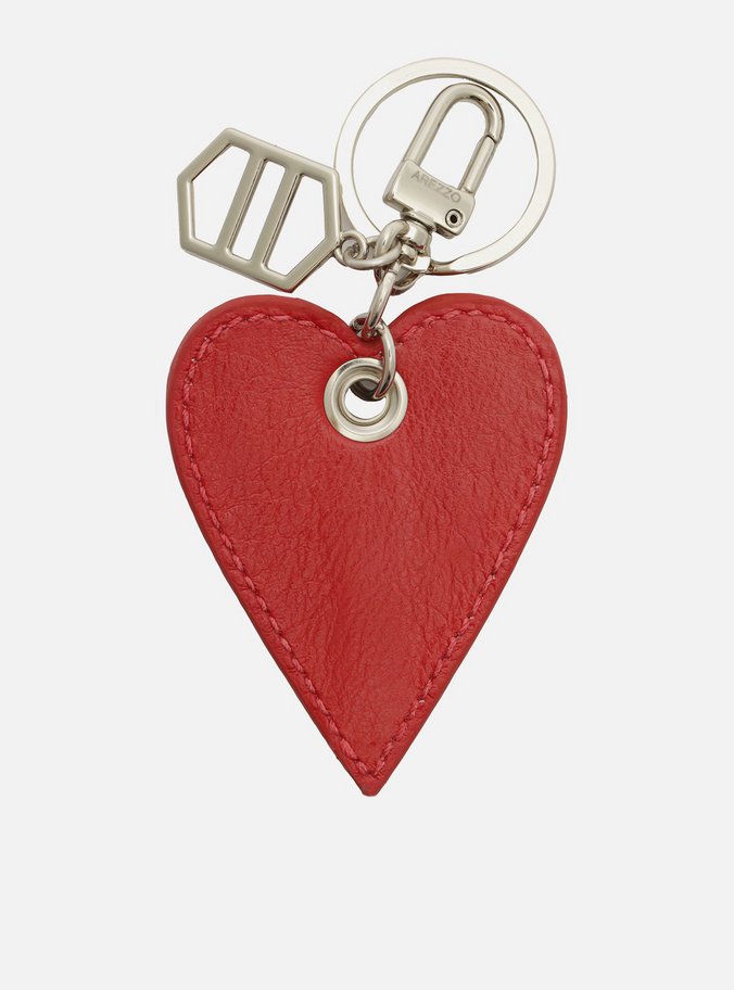 Chaveiro Vermelho Couro Coração
