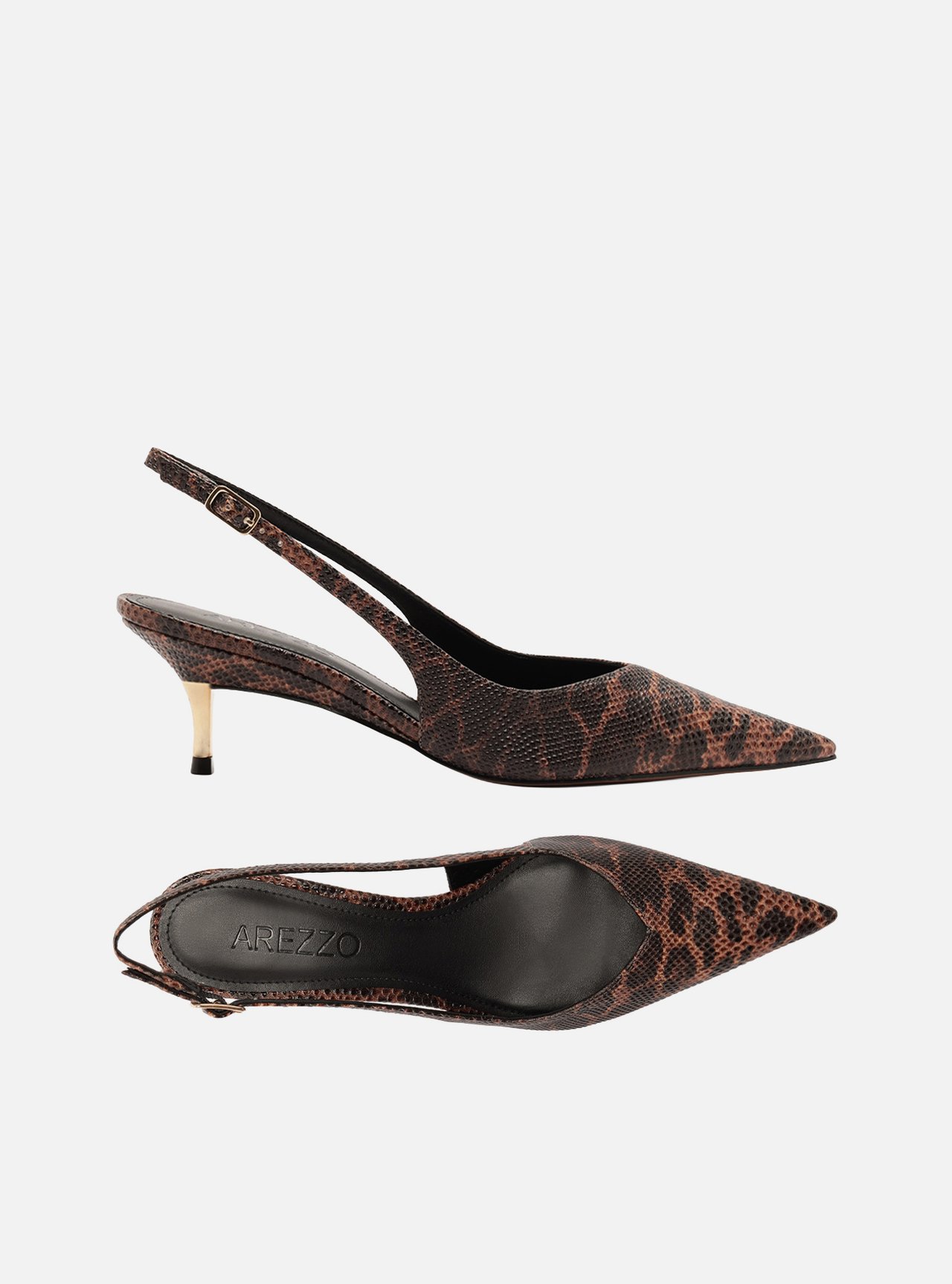 Scarpin Animal Print Slingback Salto Médio Dourado — foto 6