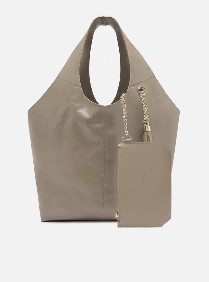 Bolsa Hobo Cinza Couro Ísis Grande