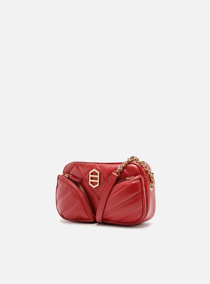 Bolsa Tiracolo Vermelha Couro Pequena Matelassê
