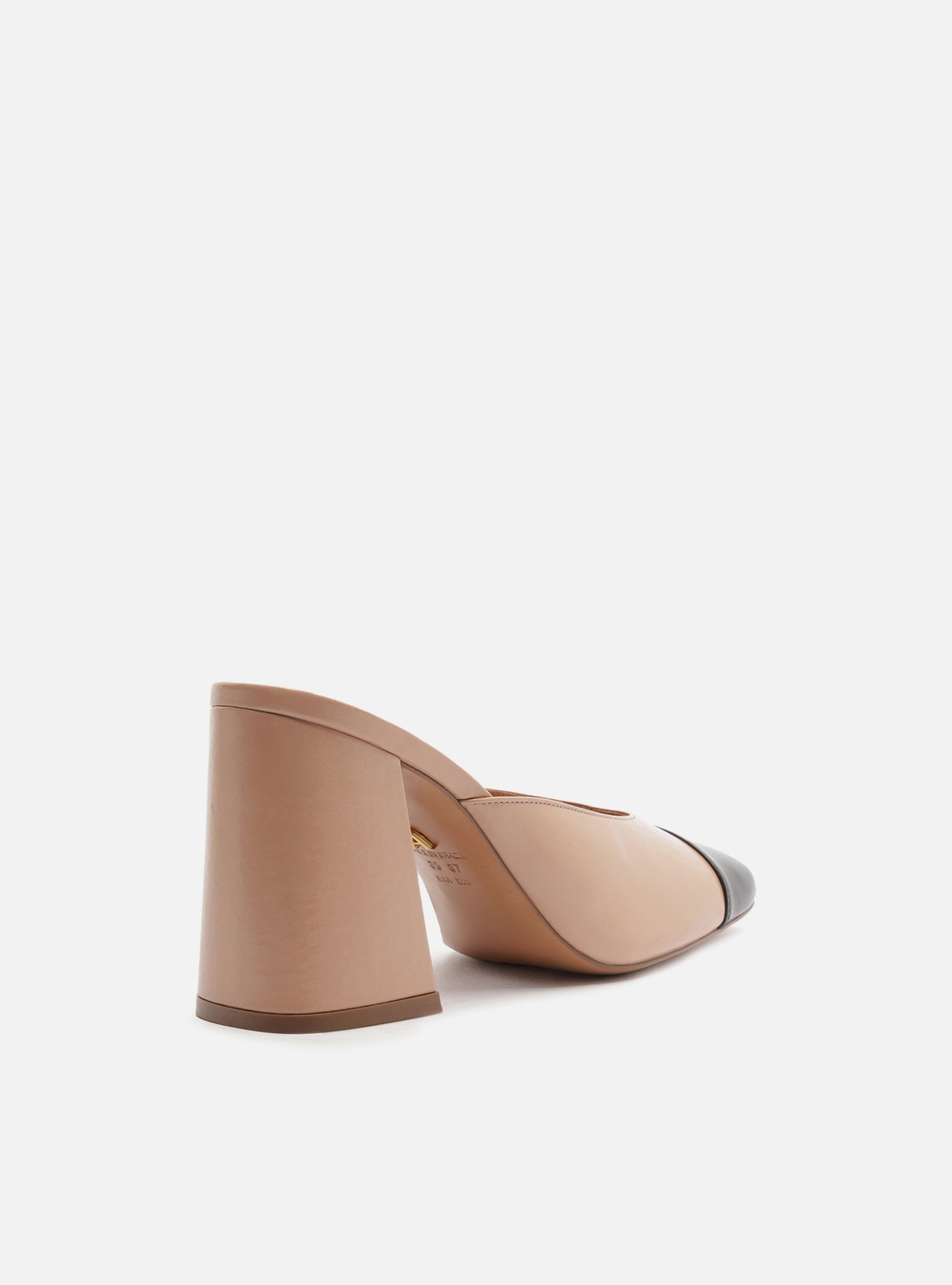 Mule Nude Couro Salto Bloco Bicolor — foto 3