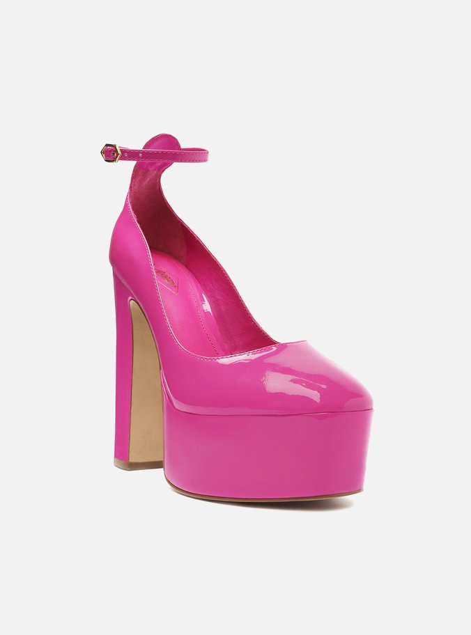 Scarpin Rosa Verniz Meia Pata Bloco Gilda