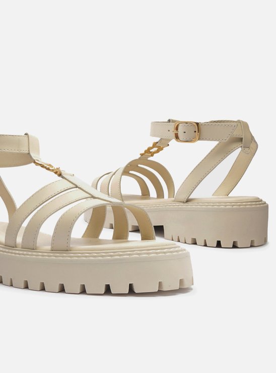 Papete Off-White Couro Salto Baixo Tratorada