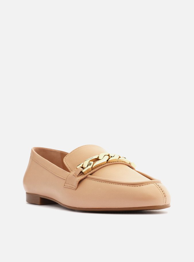 Mocassim Bege Couro Corrente Eloisa
