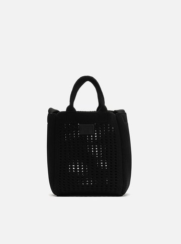 Bolsa Tote Preta Croche Monaco Pequena