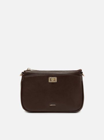 Bolsa Tiracolo Marrom Média Detalhe Metal