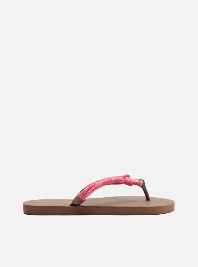 Chinelo de Dedo Marrom Essential Cordão Rosa