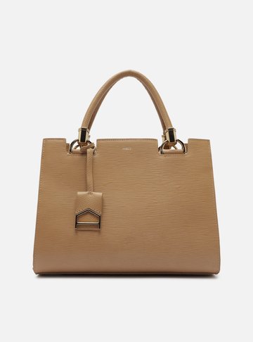 Bolsa Tote Bege Couro Abraccio Grande