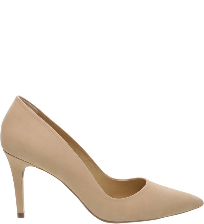 Scarpin Bico Fino Nobuck Alto Nude