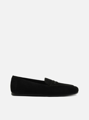 Arezzo — Mocassim Preto Acamurçado Bico Redondo