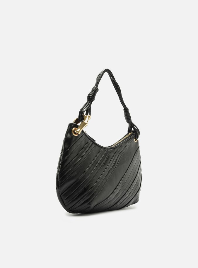 Bolsa Tiracolo Preta Couro Média Costuras