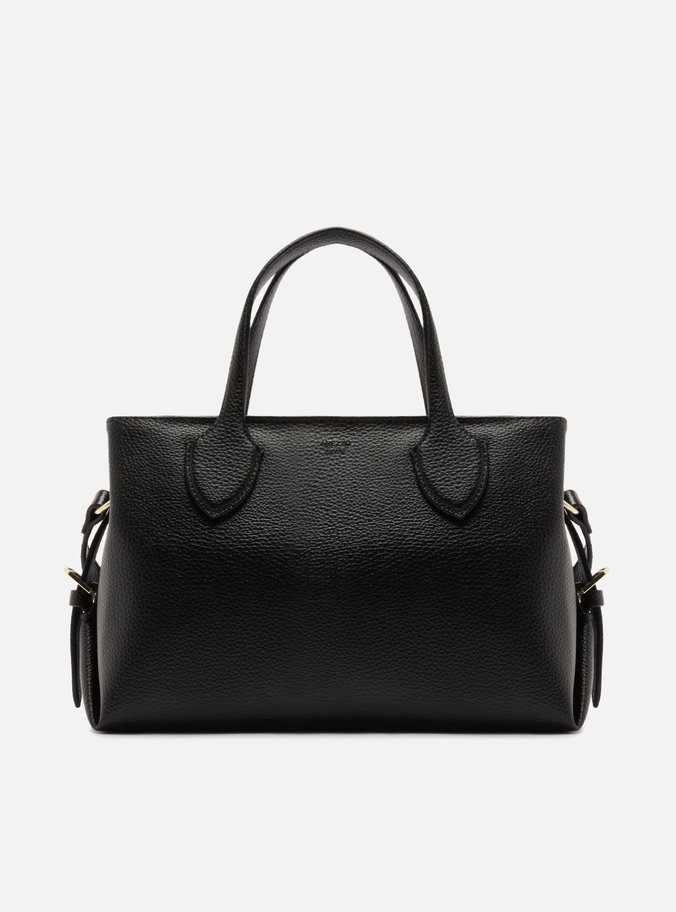 Bolsa Tote Preta Texturizada Grande Fivelas