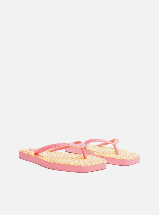 Chinelo de Dedo Rosa Square Crochê Brizza