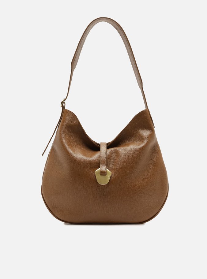 Bolsa Hobo Marrom Couro Grande Metal Orgânico