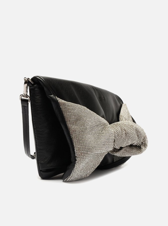 Bolsa Clutch Preta Couro Kira Strass