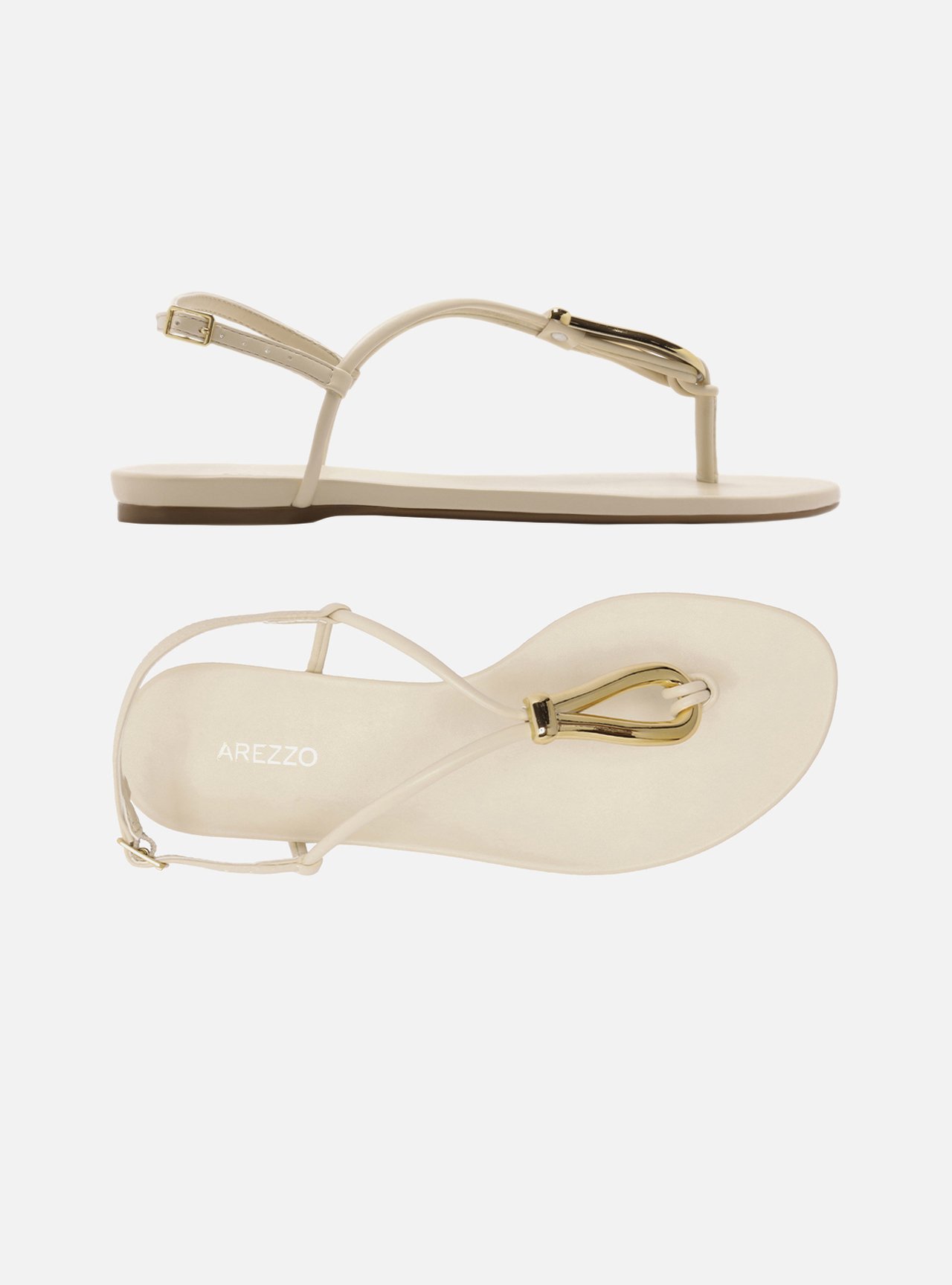 Sandália Rasteira Off White Slim Metal Dourado — foto 5