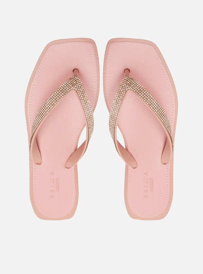 Chinelo de Dedo Rosé Recouro Square Strass