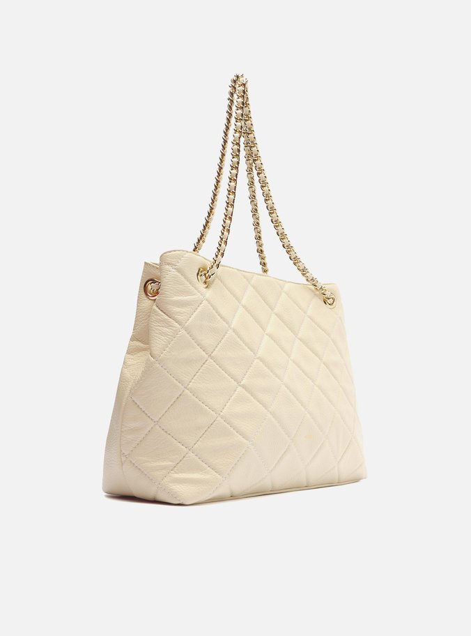 Bolsa Tote Branca Couro Matelassê Gab Média