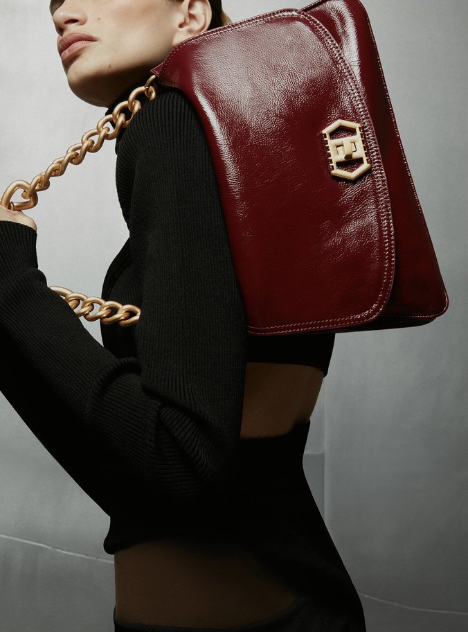 Bolsa Tiracolo Bordô Couro Amélia Grande