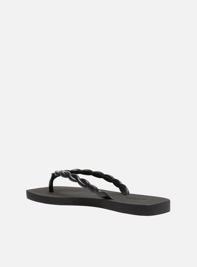 Chinelo Bico Quadrado Trançado Preto Brizza Plural