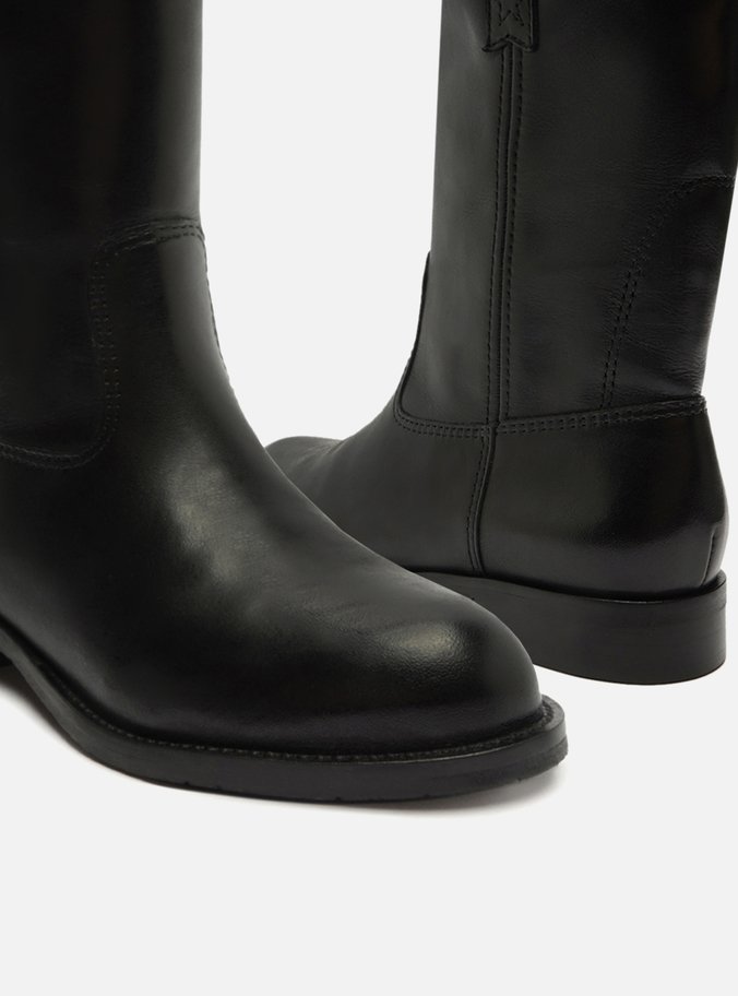 Bota Preta Couro Cano Médio Alicia
