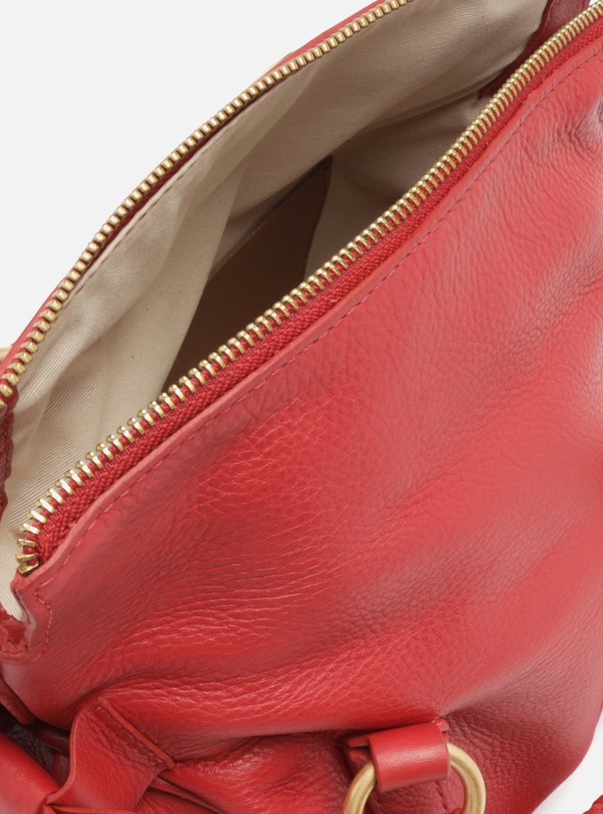 Bolsa Tote Vermelha Couro Pequena Alças Mix