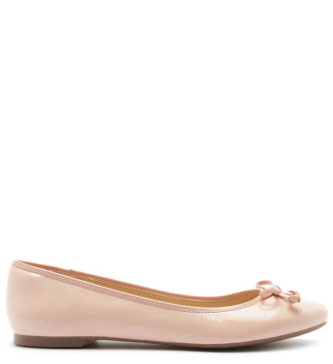 Sapatilha Verniz Textura Tiny Bow Quartzo e Verano Rosé