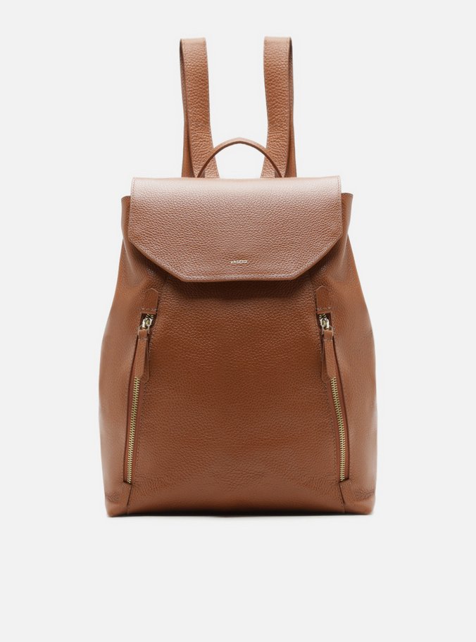 Mochila Marrom Couro Grande Bolsos