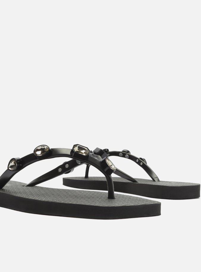 Chinelo de Dedo Preto Square Diamond
