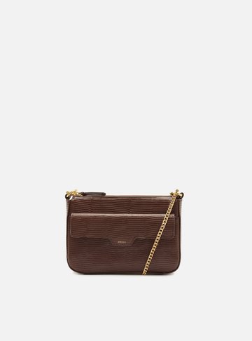 Arezzo — Bolsa Tiracolo Marrom Couro Pequena Corrente