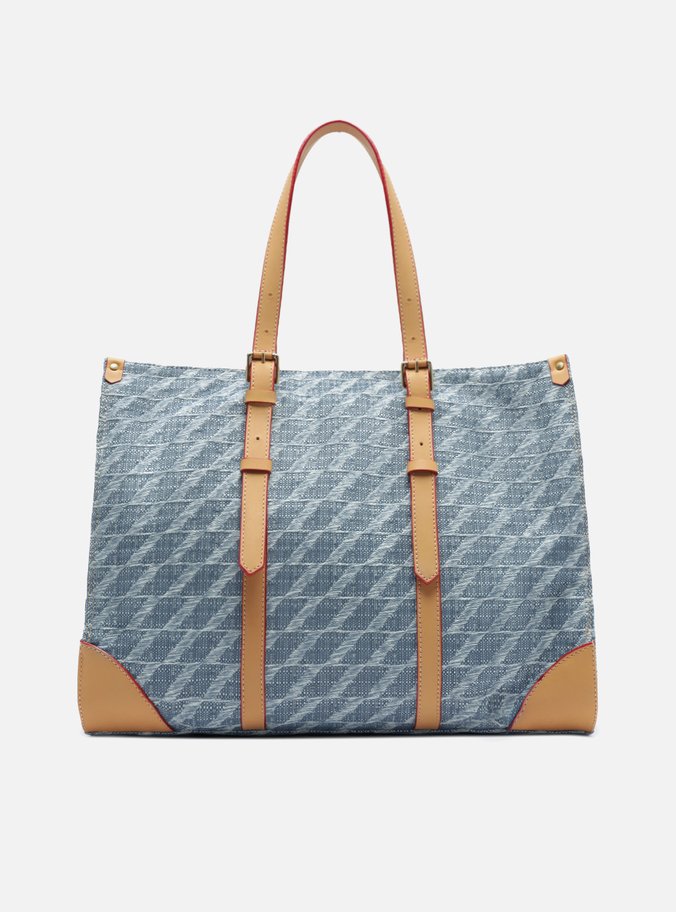 Bolsa Shopping Jeans Jacquard Grande Marrom