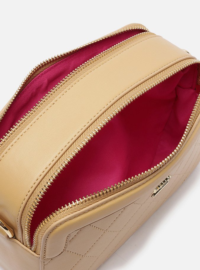 Bolsa Tiracolo Bege Média Matelassê Moldura