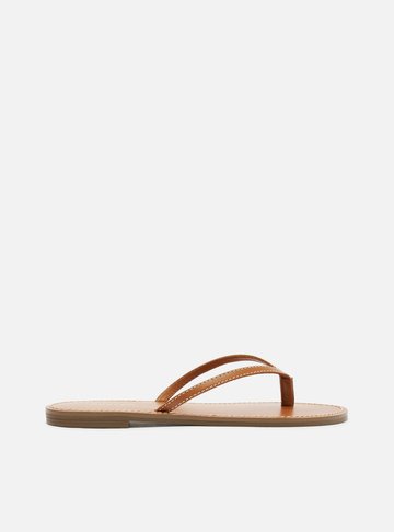 Rasteira Marrom Flat Flip Flop Pesponto