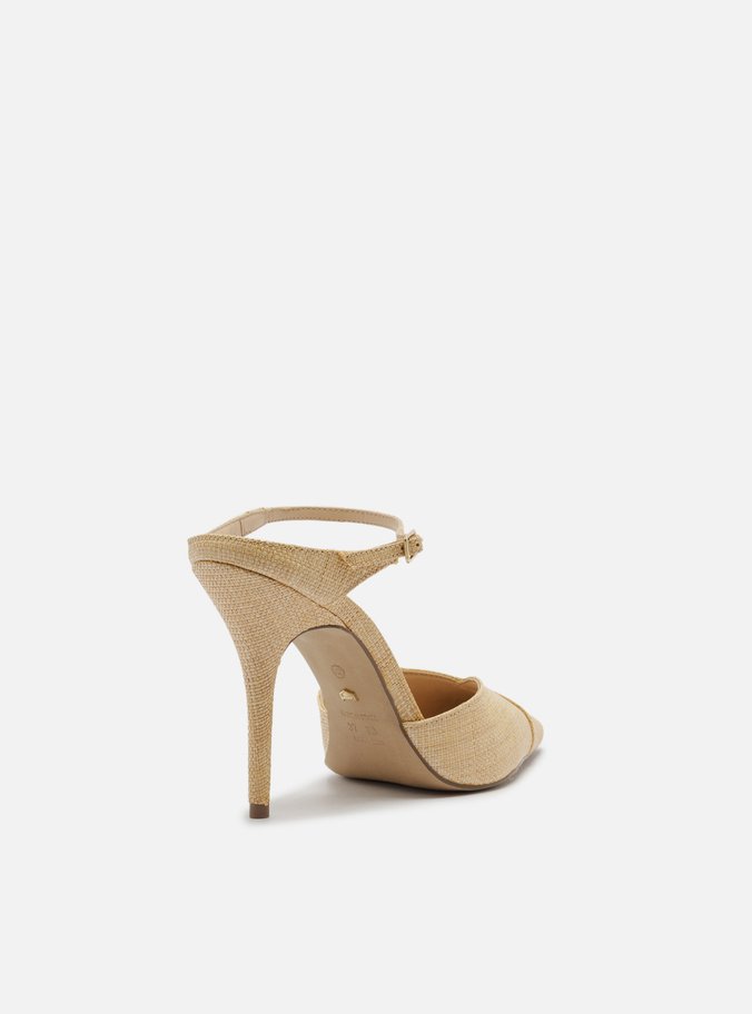 Scarpin Nude Couro Salto Alto