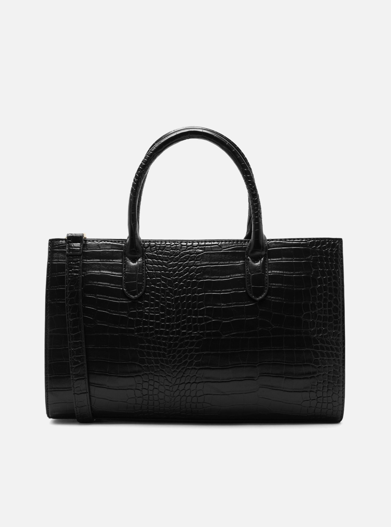 Bolsa Tote Preta Grande Croco Metais — foto 3