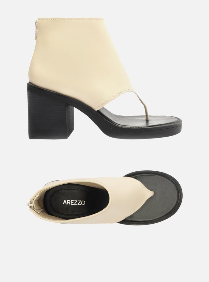 Sandal Boot Branca Couro Salto Bloco Preta