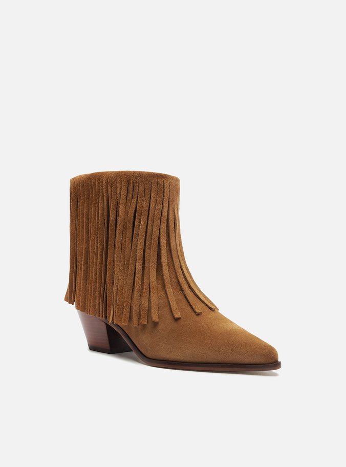 Bota Marrom Acamurçada Cano Curto Western Franjas