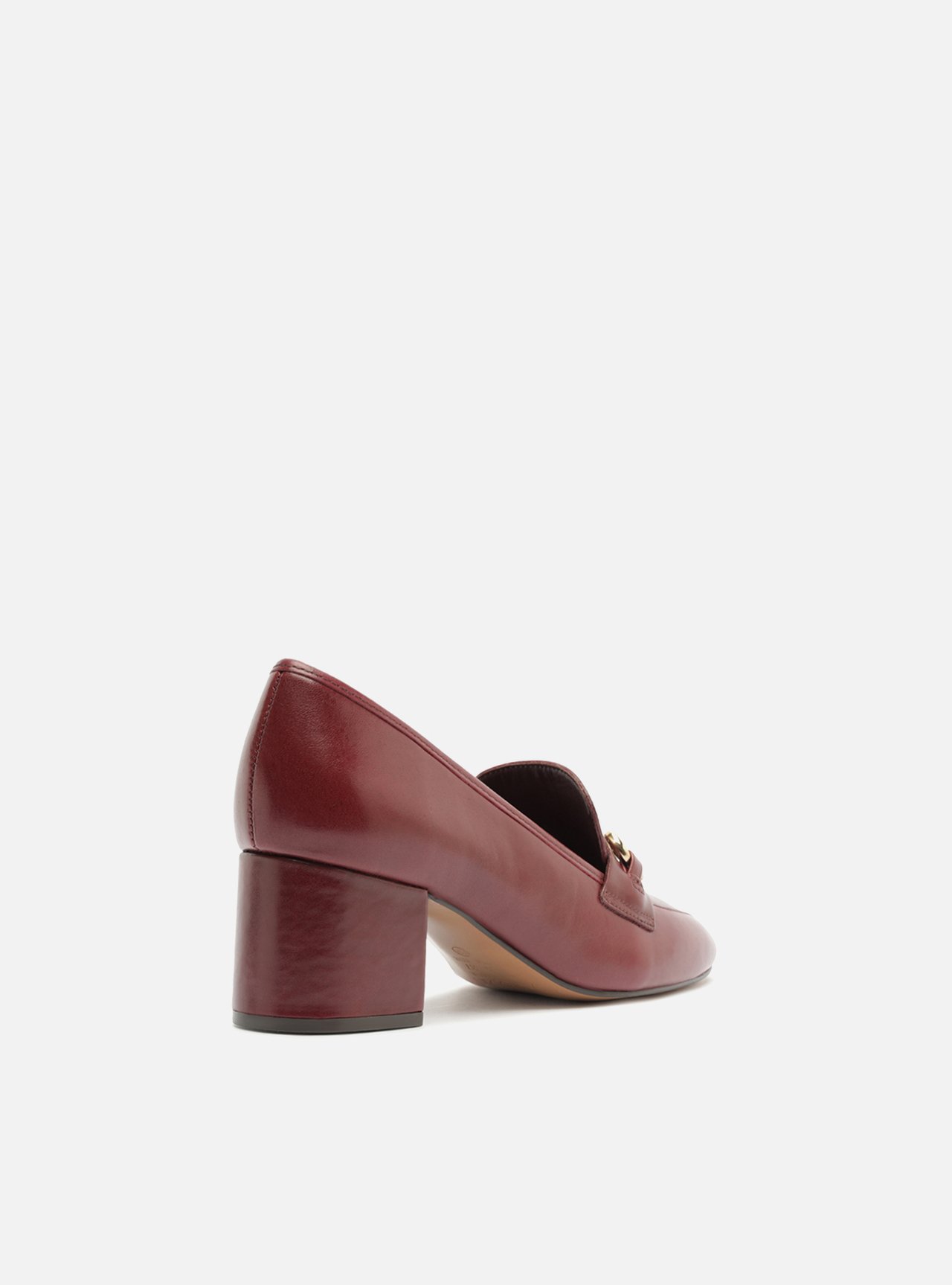 Loafer Bordô Couro Salto Bloco Bridão — foto 3