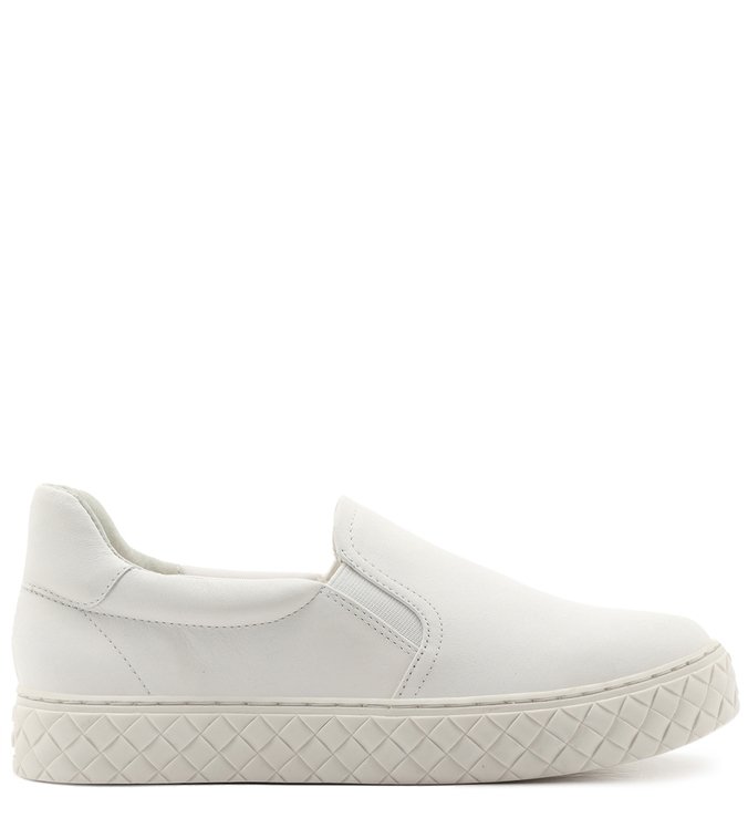 Slip On Branco Couro Sola Baixa Sem Fechamento Bianco