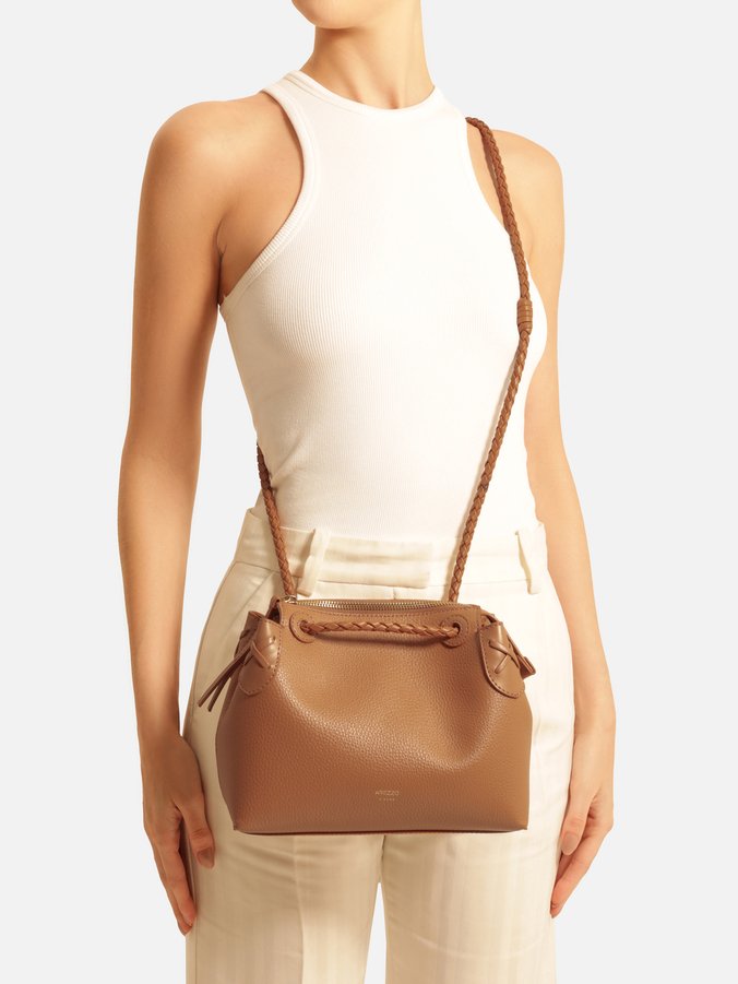 Bolsa Tiracolo Marrom Média Alça Rolotê