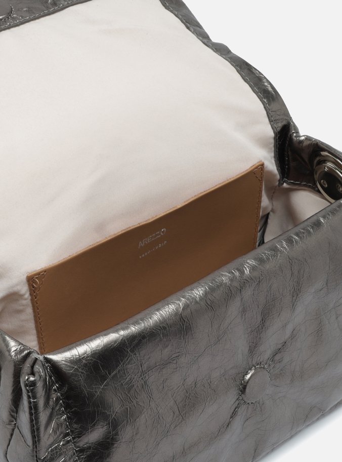 Bolsa Prata Couro Tiracolo Média