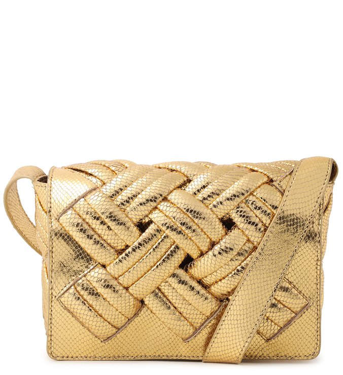Bolsa Tiracolo Dourada Couro Diana Média