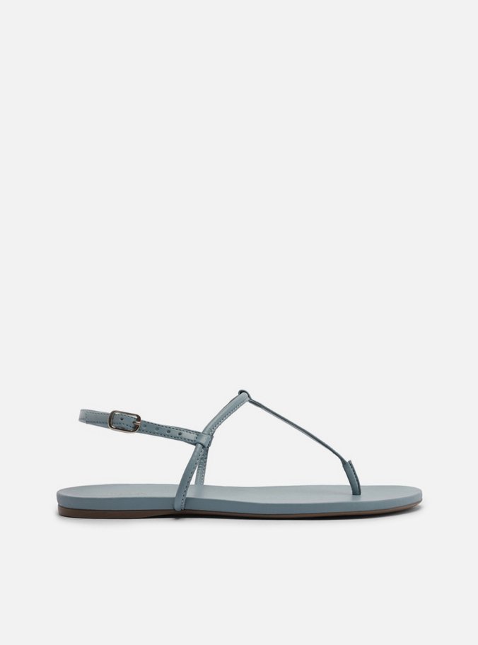 Sandália Rasteira Azul Tiras Slim Básica