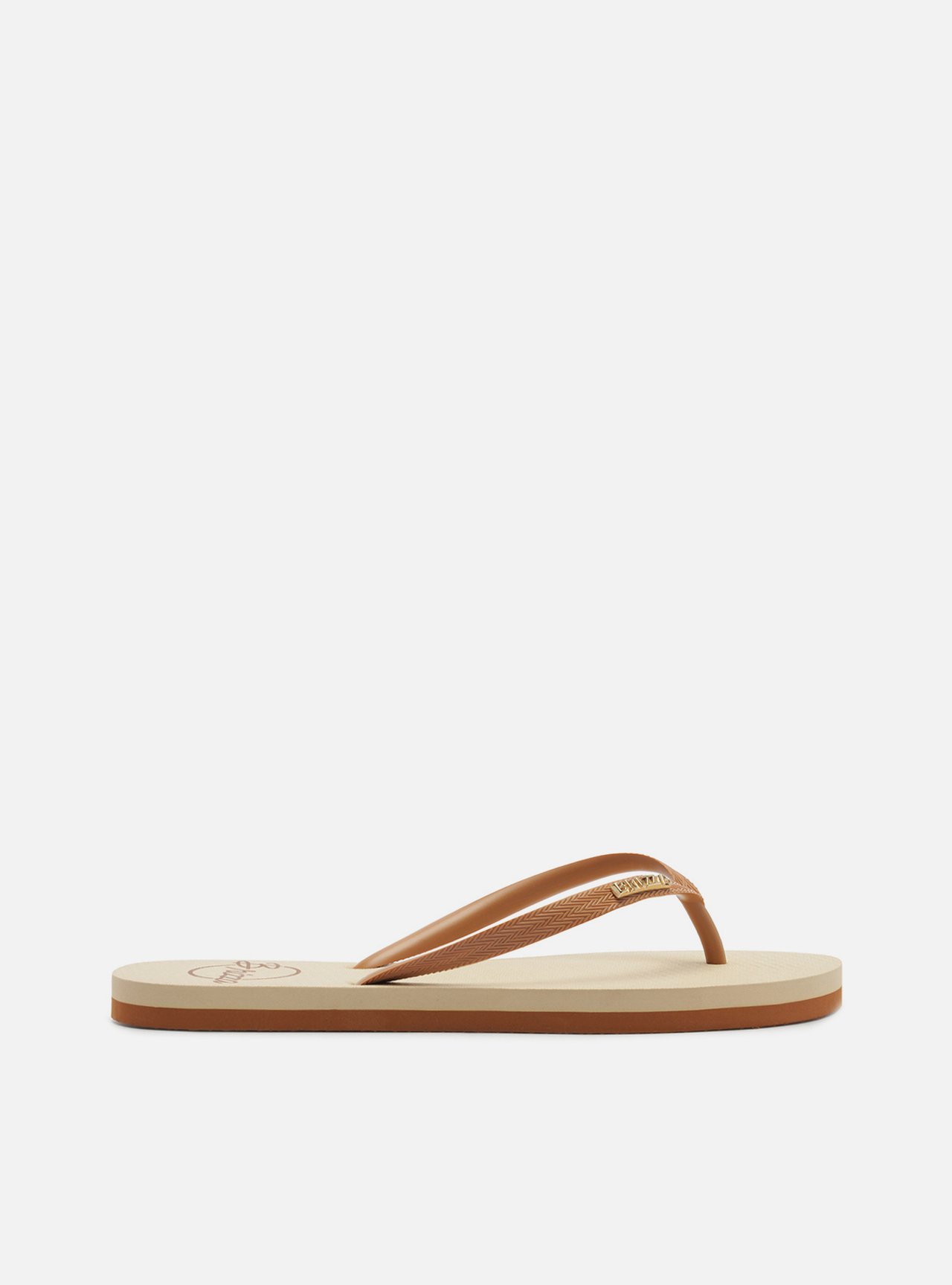 Chinelo de Dedo Marrom Flatform Metais Brizza — foto 3