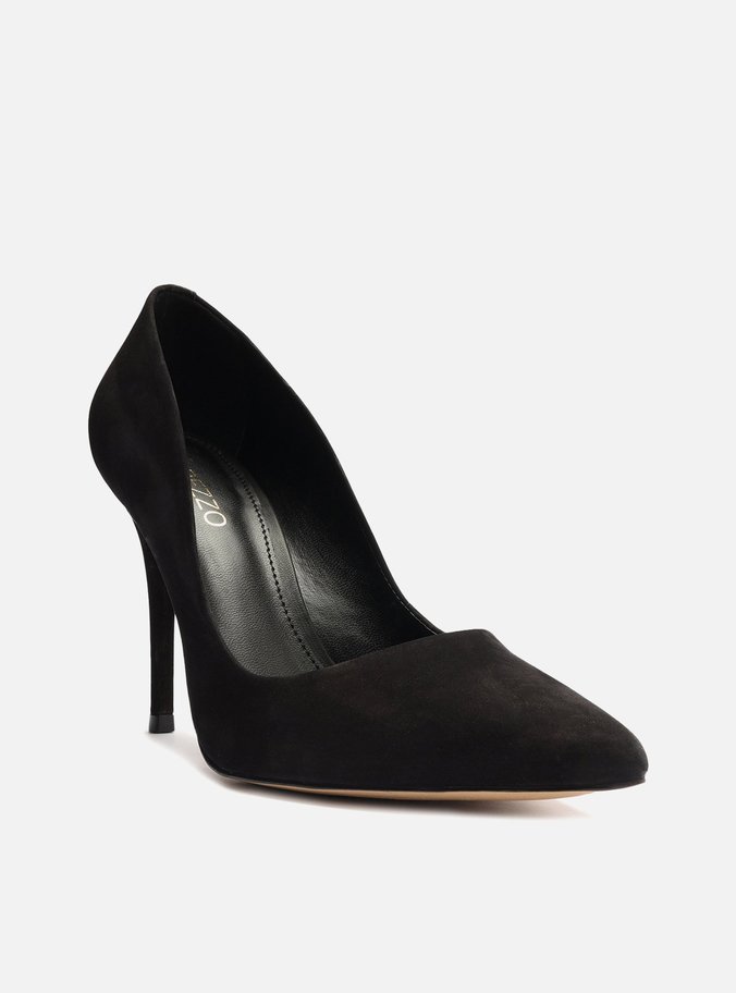 Scarpin Nobuck Salto Fino Preto